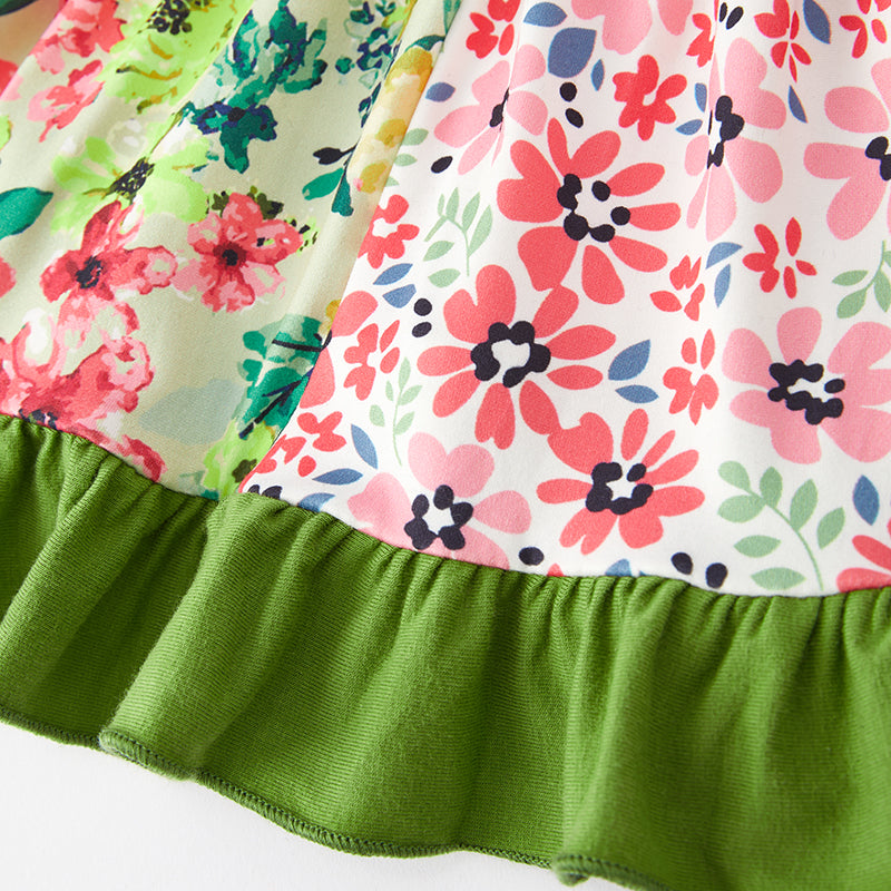 (In Stock Q11-2-2)One Pack(8 Pieces total) Sale Girls Floral Print Outfit Set