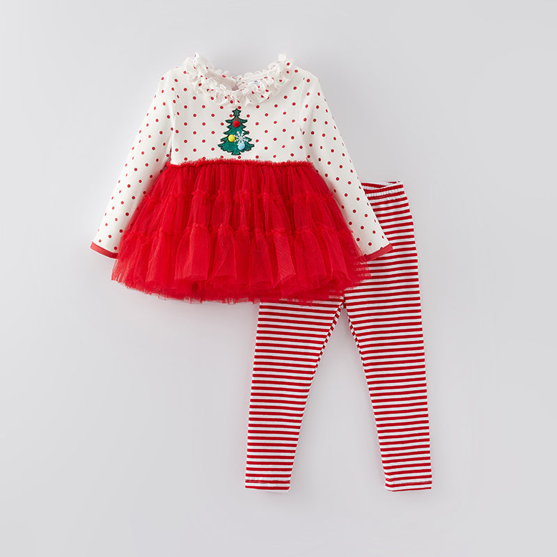 (In Stock E35-1-3)Girls Christmas Applique Outfit Set
