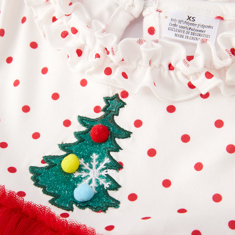 (In Stock E35-1-3)Girls Christmas Applique Outfit Set