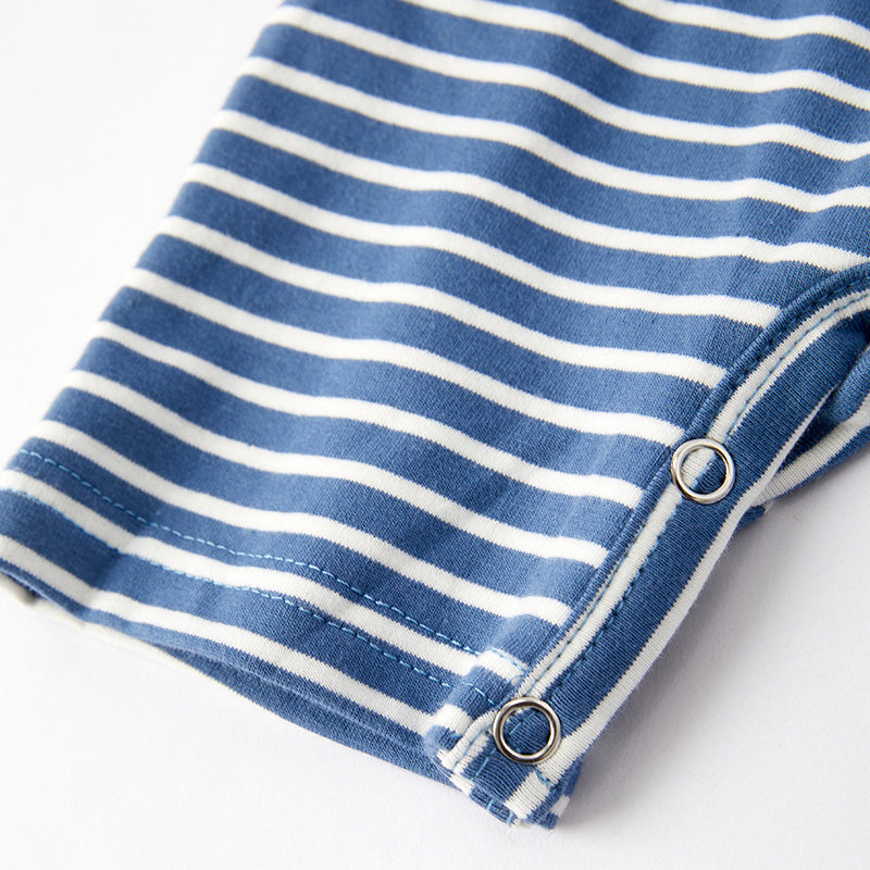(In Stock)Toddler Boys Spring and Summer Whale Print Stripe Romper