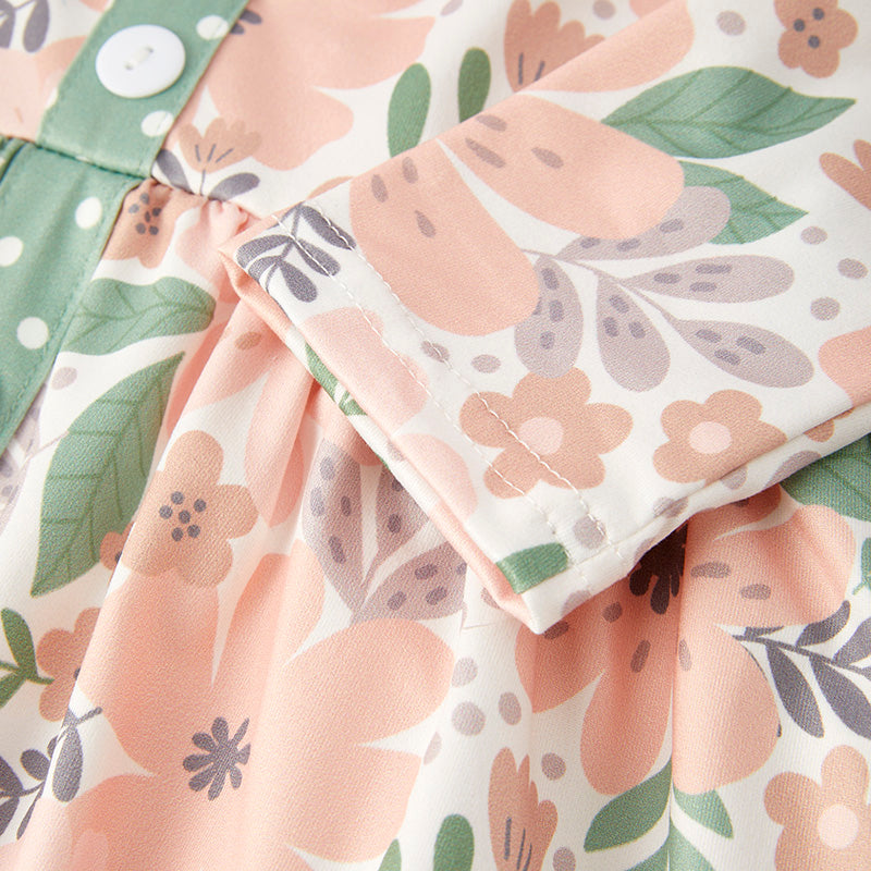(In Stock)Girls Fall Floral Print Dress