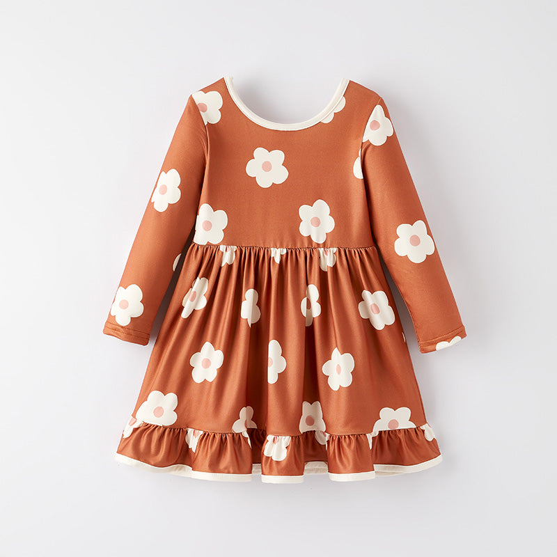 (In Stock)Girls Fall and Winter Floral Print Dress