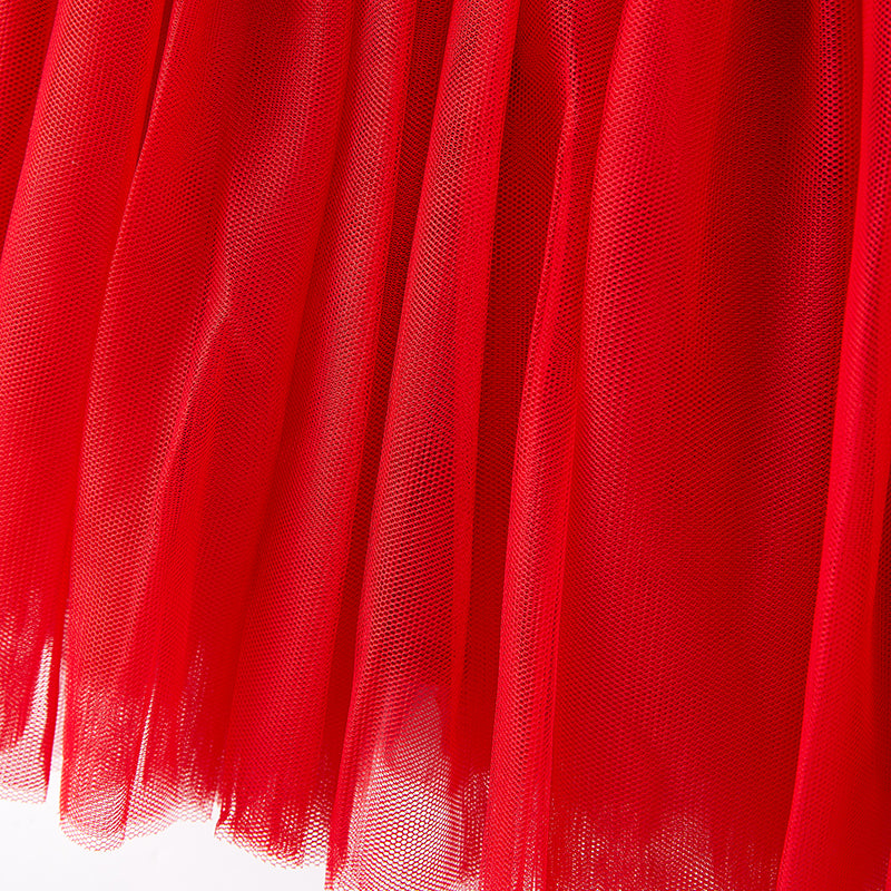 (In Stock E3-2-3)Girls Christmas Red Sequin Tulle Dress