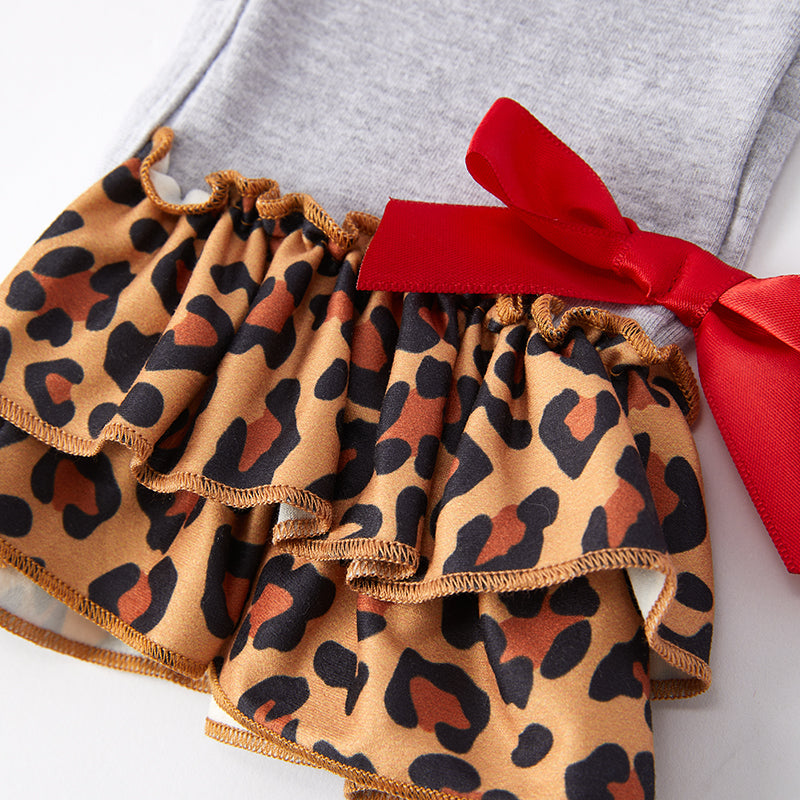 (In Stock L19-3-1)Baby Girls Christmas Cow Applique Romper