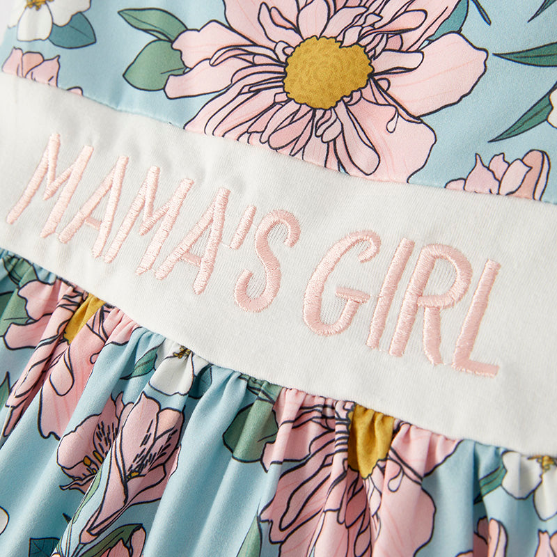 (In Stock)Girls Spring and Summer MAMAS GIRL Embroidery Dress