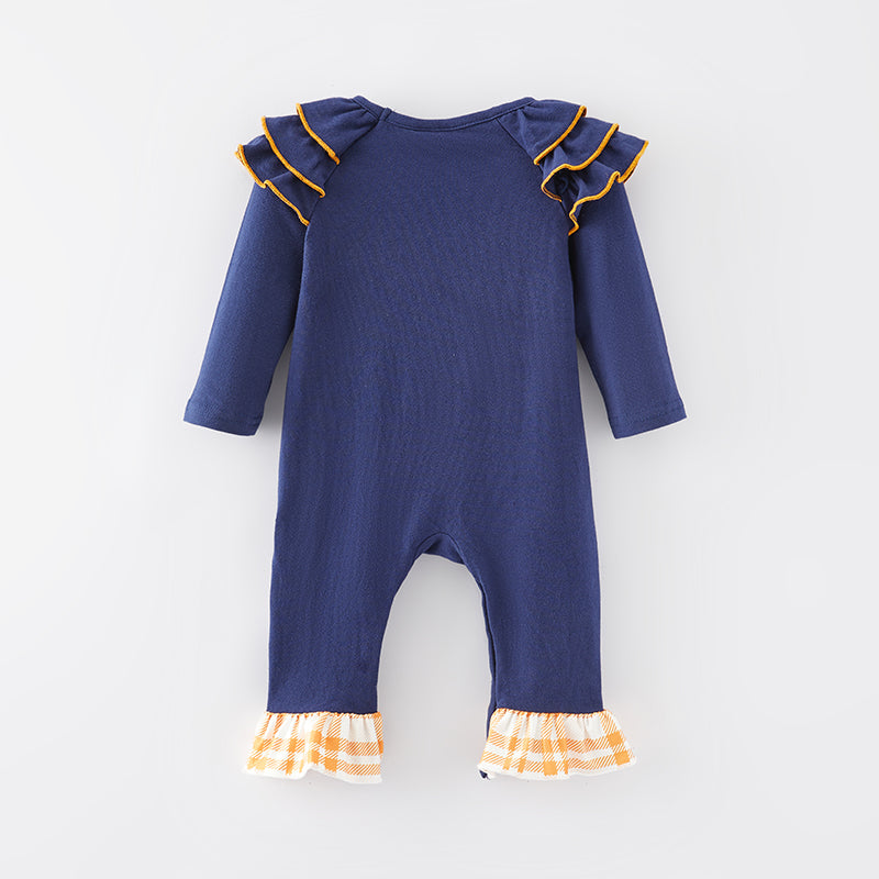 (In Stock Q11-4-2)Baby Girls Fall Cow Applique Romper