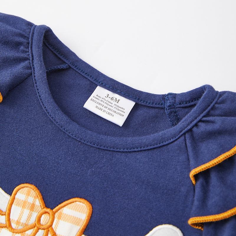 (In Stock Q11-4-2)Baby Girls Fall Cow Applique Romper