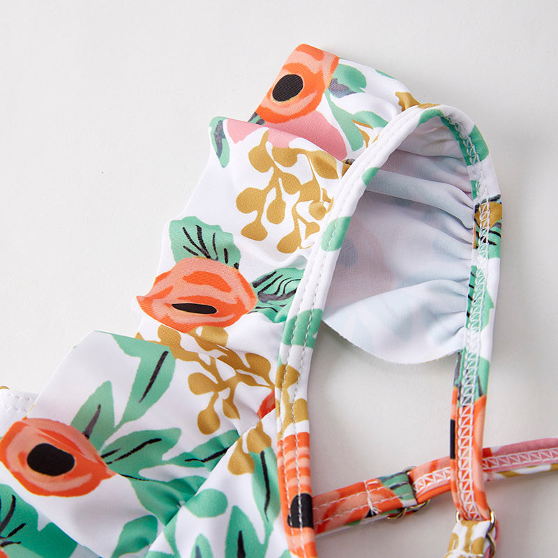 (In Stock)One Pack(10 Pieces total) Sale Girls Summer Floral Print Swimsuit