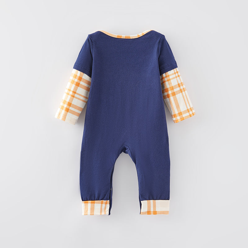 (In Stock Q11-5-2)Baby Boys Fall Cow Applique Romper