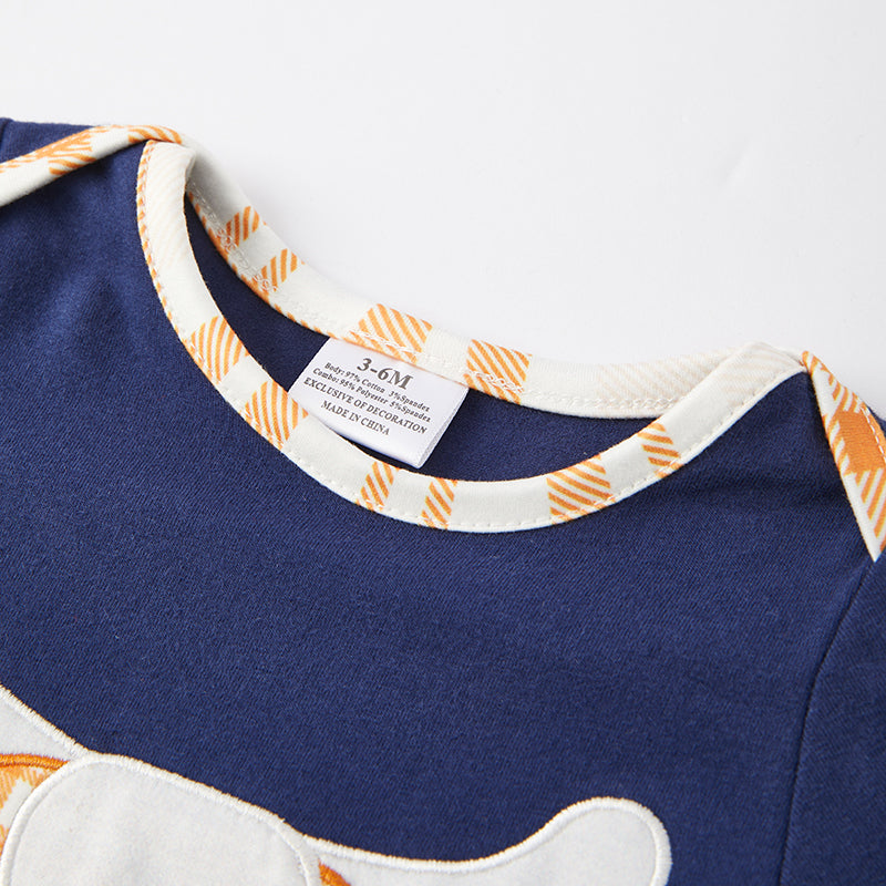 (In Stock Q11-5-2)Baby Boys Fall Cow Applique Romper