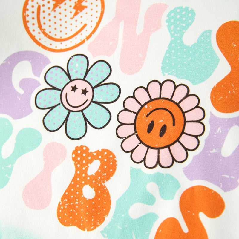 (In Stock)Girls Spring and Summer Good Vibes Print Top