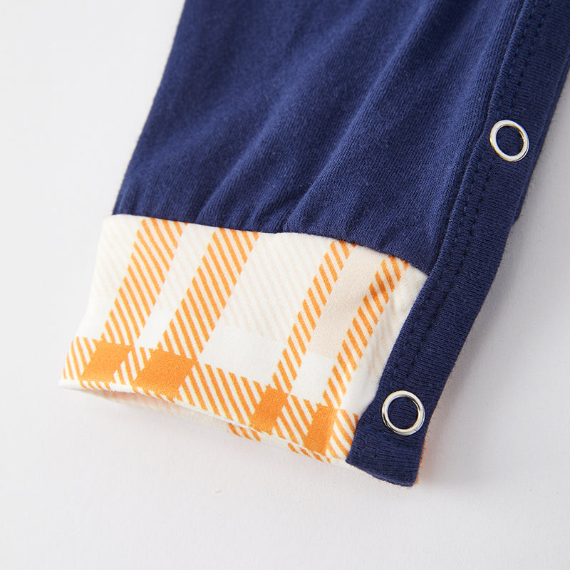 (In Stock Q11-5-2)Baby Boys Fall Cow Applique Romper