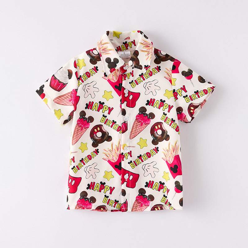 (In Stock)Boys Spring and Summer Cartoon Print Shirt