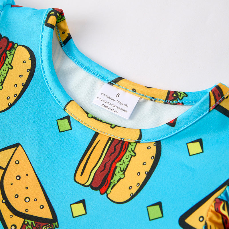 (In Stock)Girls Spring and Summer Fast Food Print Dress
