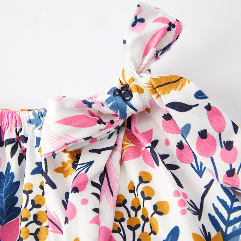 (In Stock Q12-2-2)Girls Fall Floral Print Denim Set