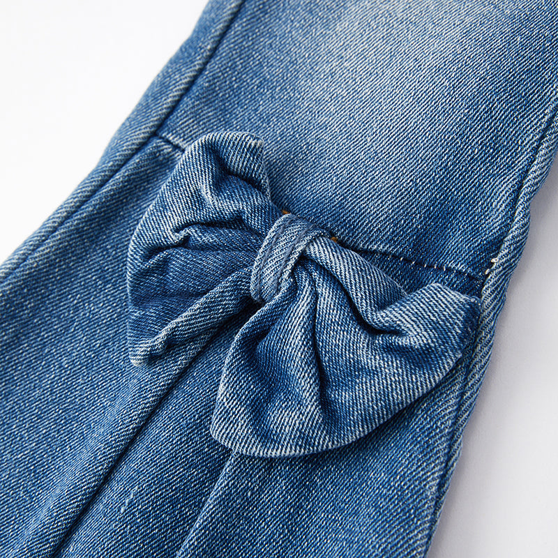 (In Stock Q12-2-2)Girls Fall Floral Print Denim Set