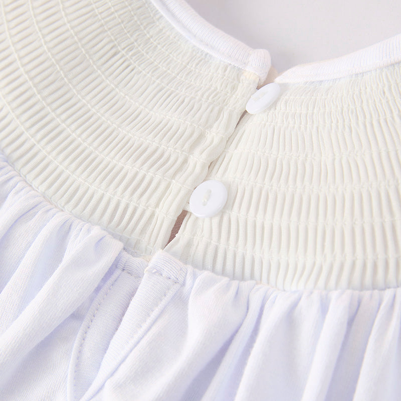 (In Stock)Girls Patriotic Embroidery Smocked Dress