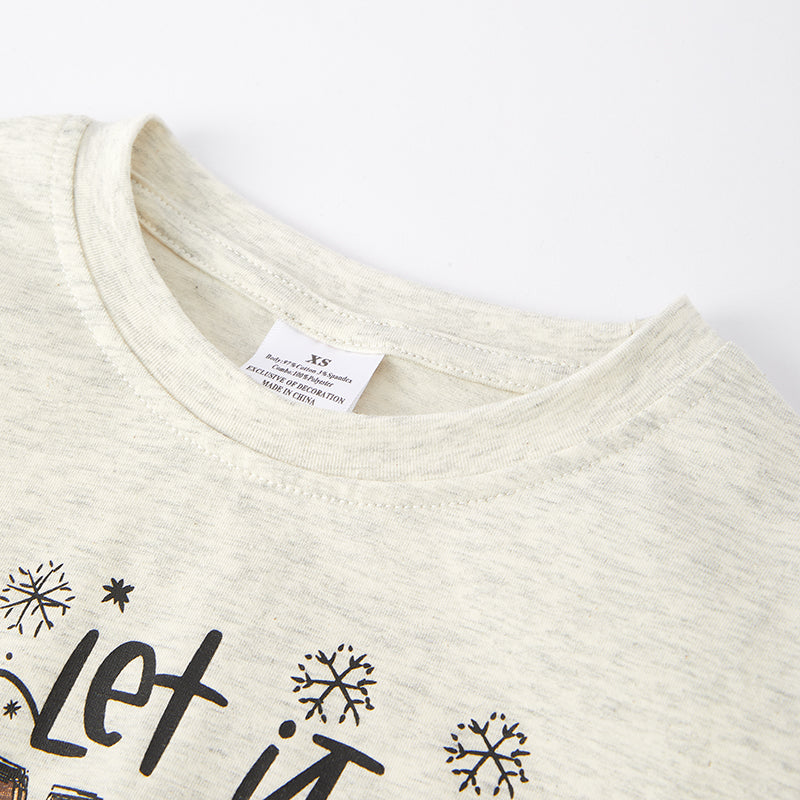 (In Stock L8-3-3)Girls Christmas Let It Snow Print Top