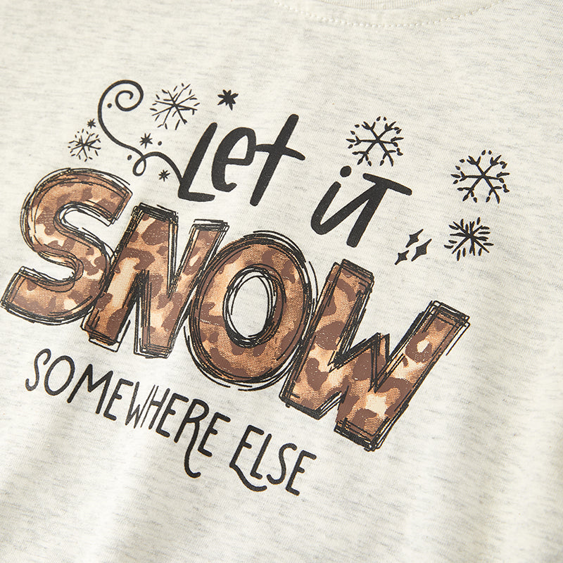 (In Stock L8-3-3)Girls Christmas Let It Snow Print Top