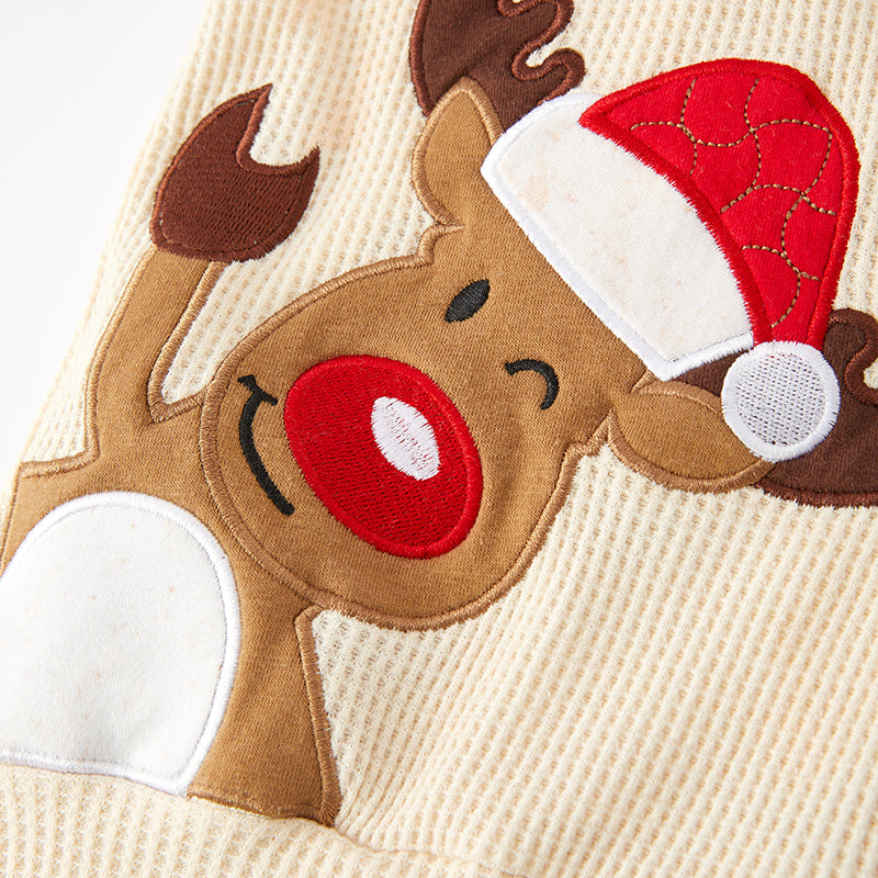 (In Stock G7-1-3)Boys Christmas Elk Applique Hoodie