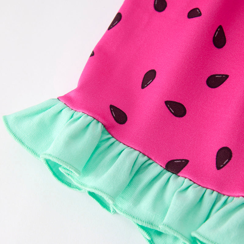 (In Stock)Girls Summer Watermelon Applique Shorts Set