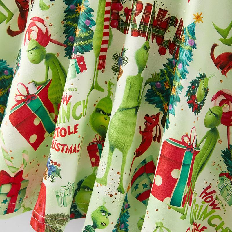 (In Stock G9-3-2)Girls Christmas Cartoon Print Dress