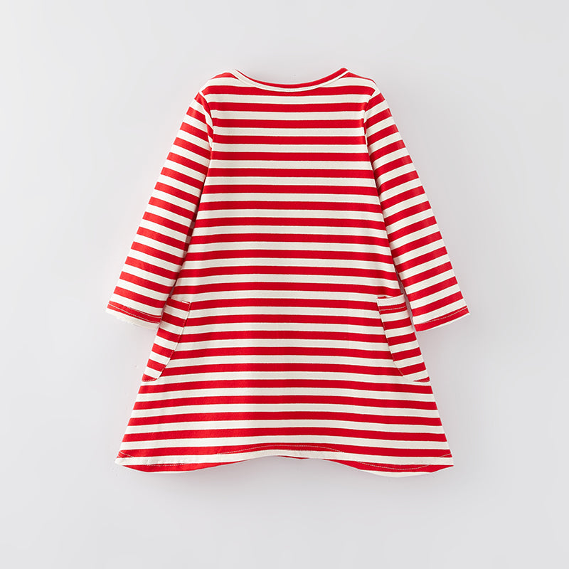 (In Stock G9-2-2)Girls Christmas Cartoon Applique Dress