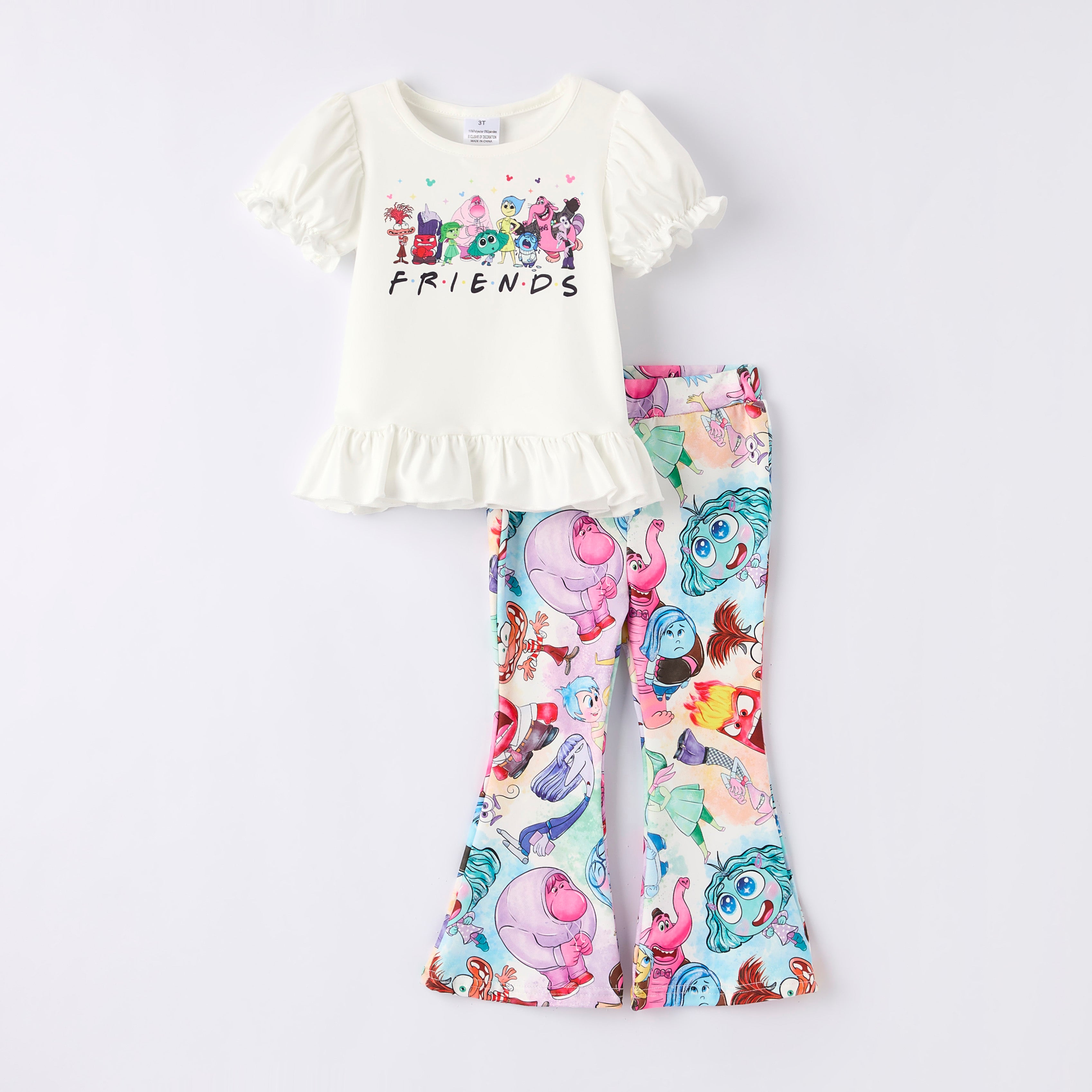 (Pre Order)Girls Spring and Summer Cartoon Character Print Outfit Set