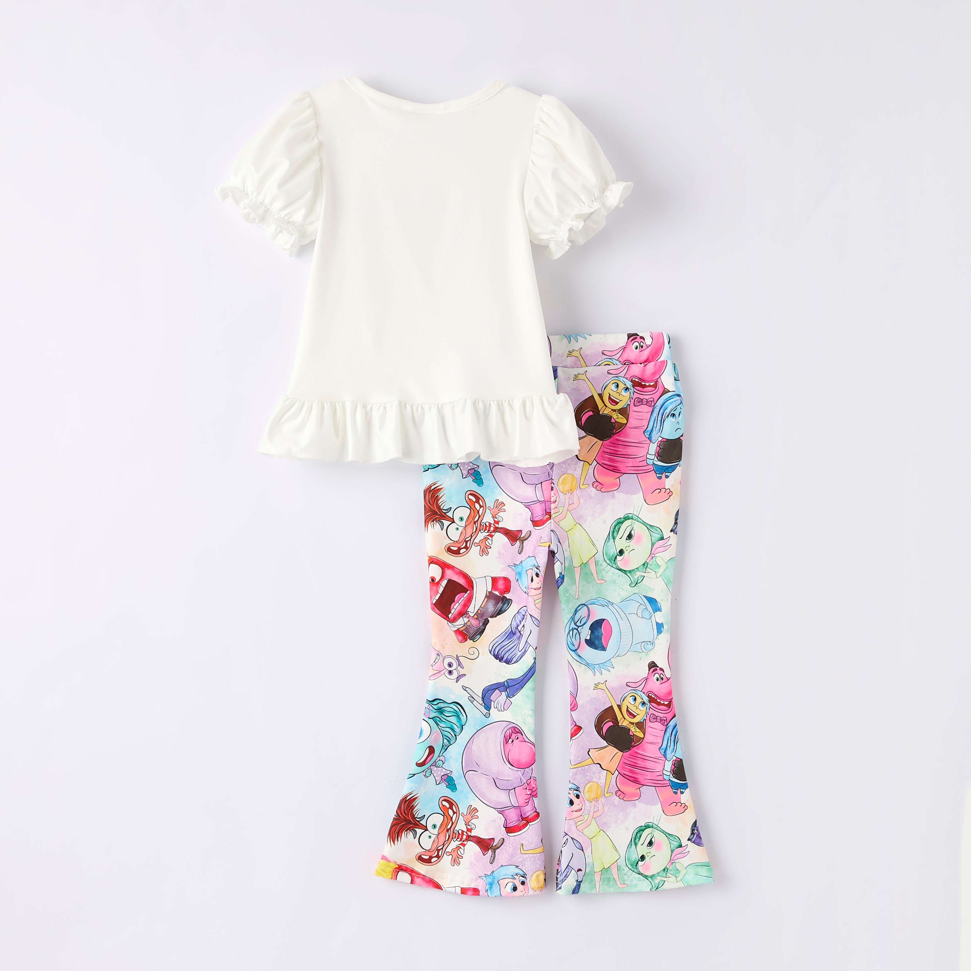 (Pre Order)Girls Spring and Summer Cartoon Character Print Outfit Set