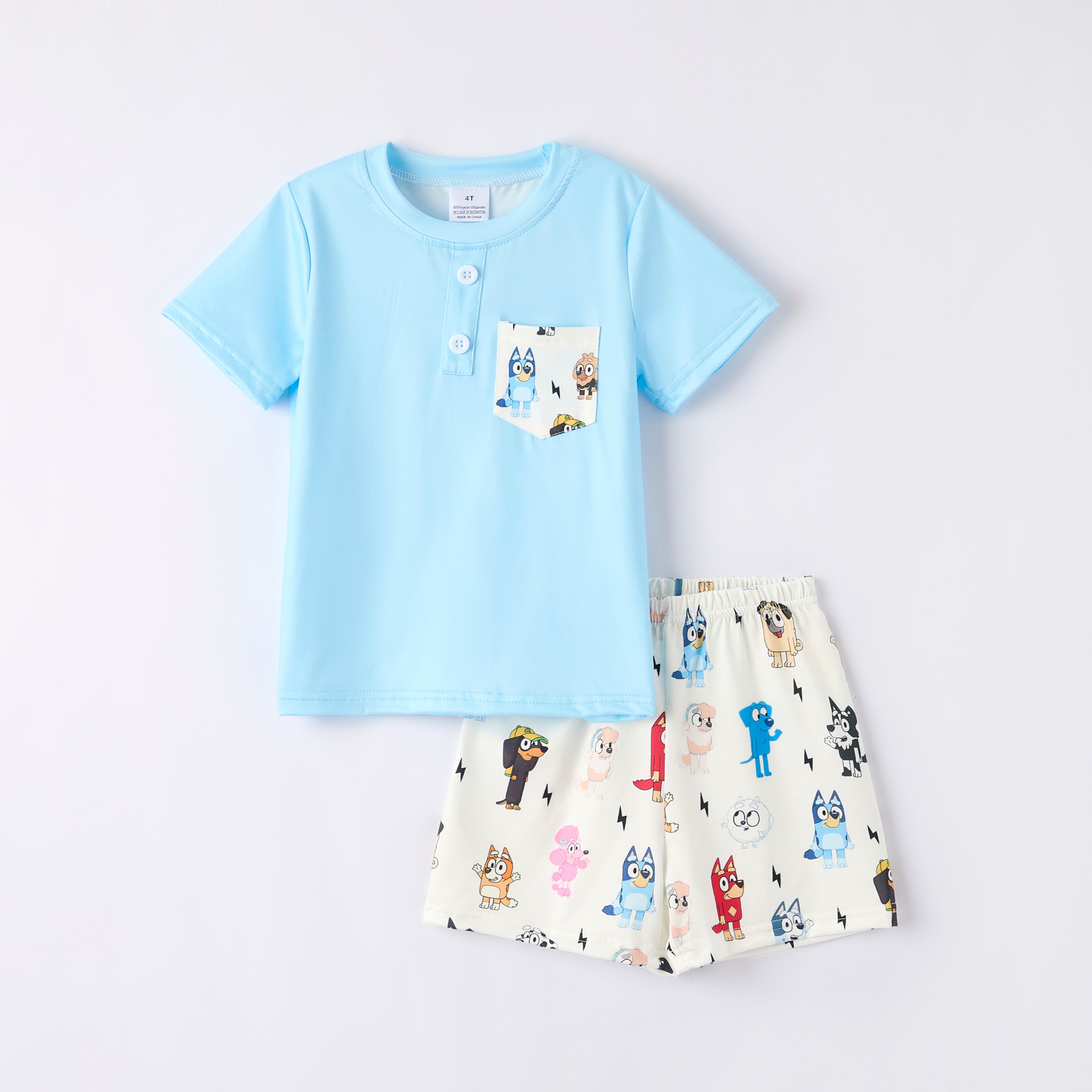 (Pre Order)Boys Summer Buley Print Pocket Short Set
