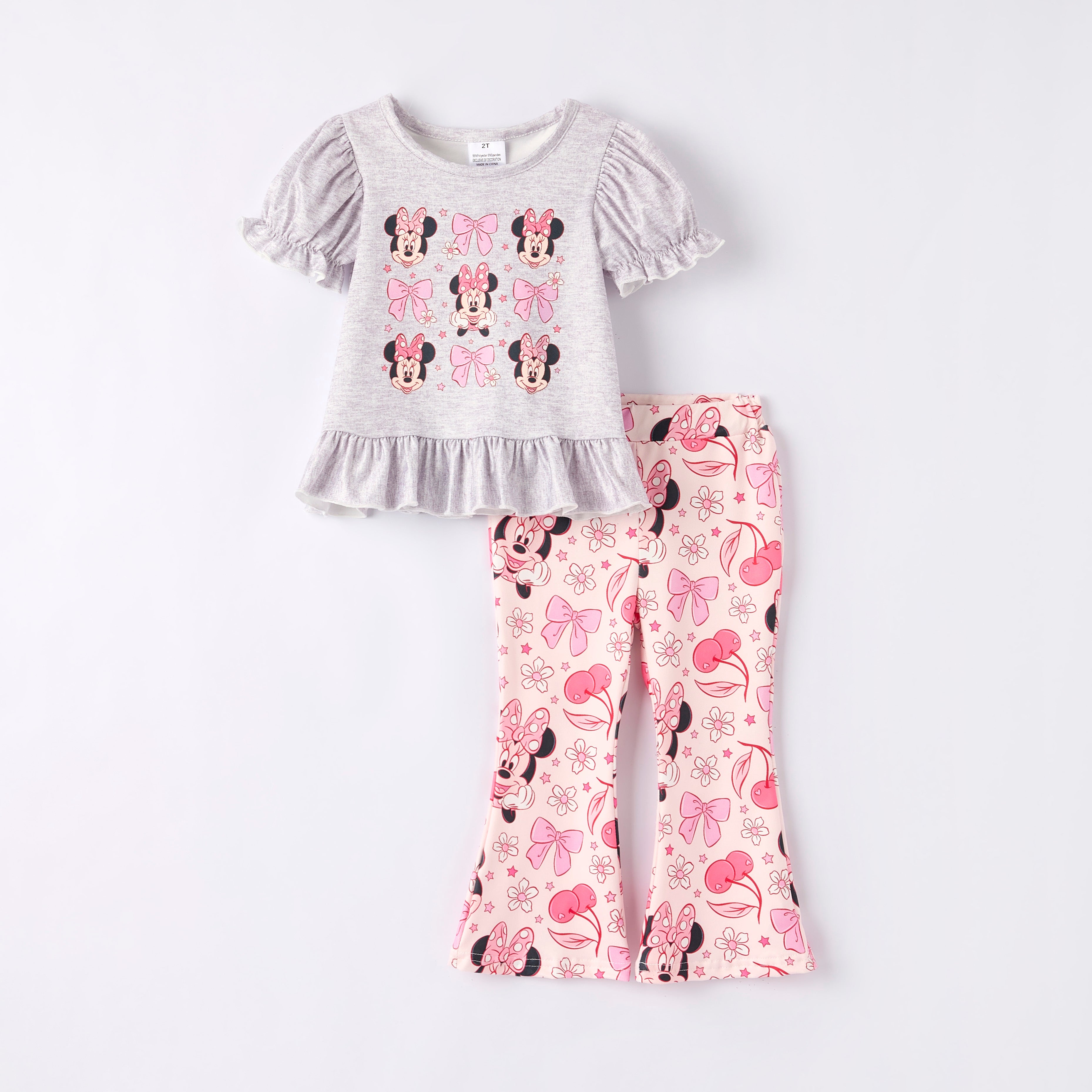 (Pre Order)Girls Spring and Summer Cartoon Character Print Outfit Set
