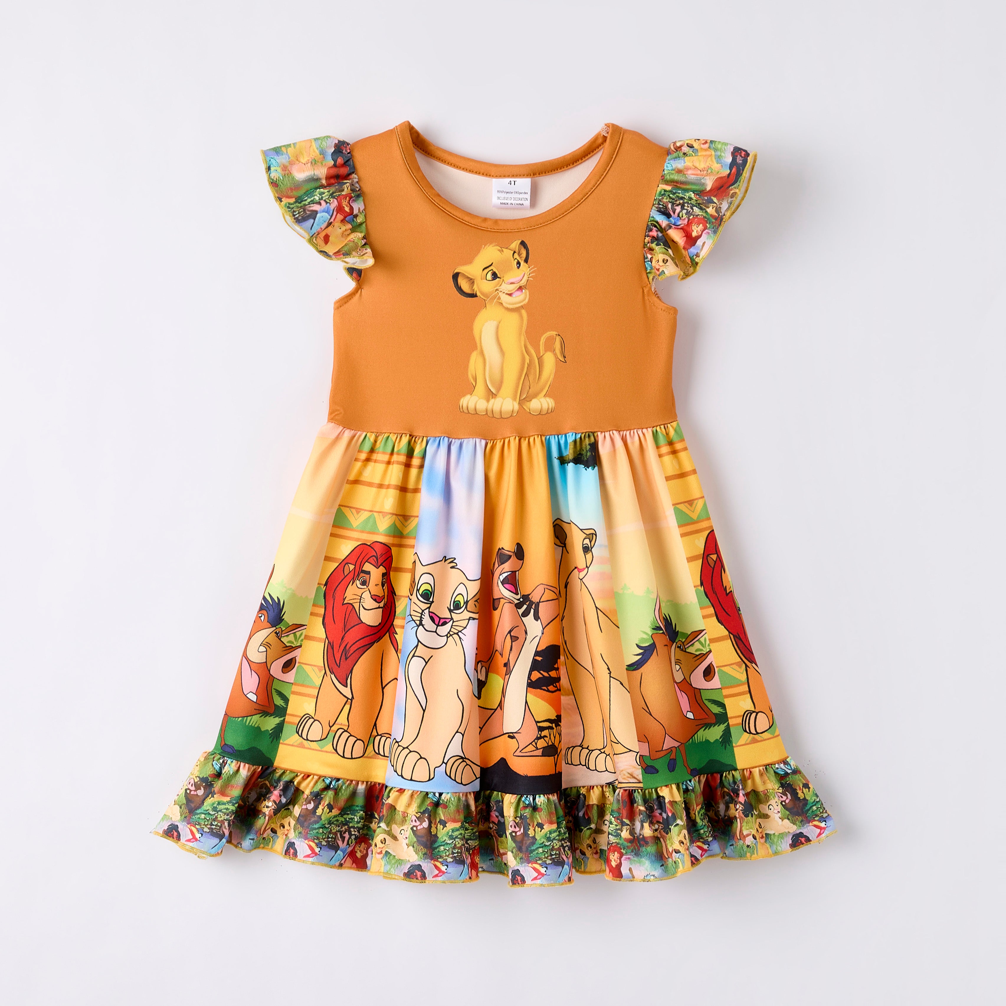 (Pre Order,Prepack Zone)Girls Spring&Summer Lion Print Dress(Mix Size)