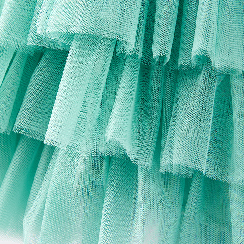 (In Stock E34-1-3)Girls Christmas Print Tulle Dress