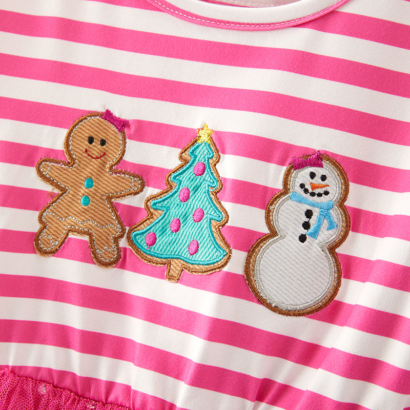 (In Stock E34-2-2)One Pack(9 Pieces total) Girls Christmas Applique Tulle Dress