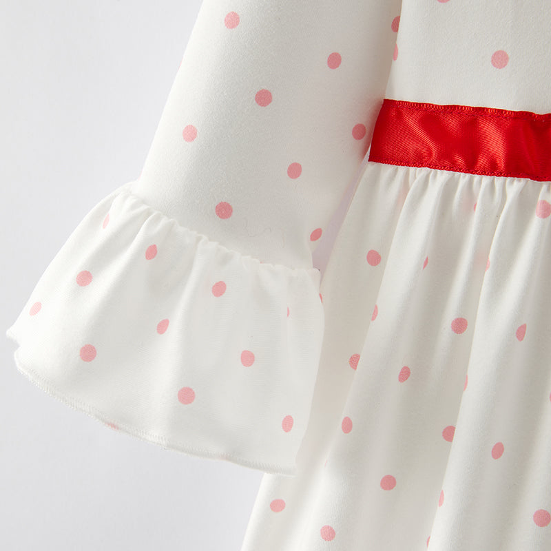 (In Stock E34-2-1)Girls Christmas Applique Milk Silk Dress