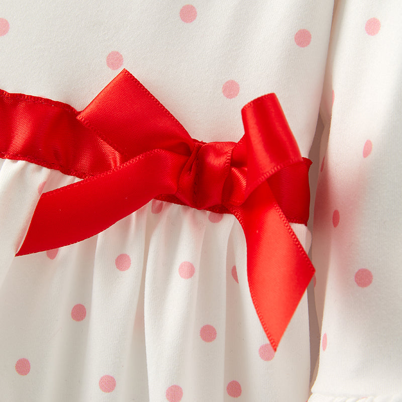 (In Stock E34-2-1)Girls Christmas Applique Milk Silk Dress