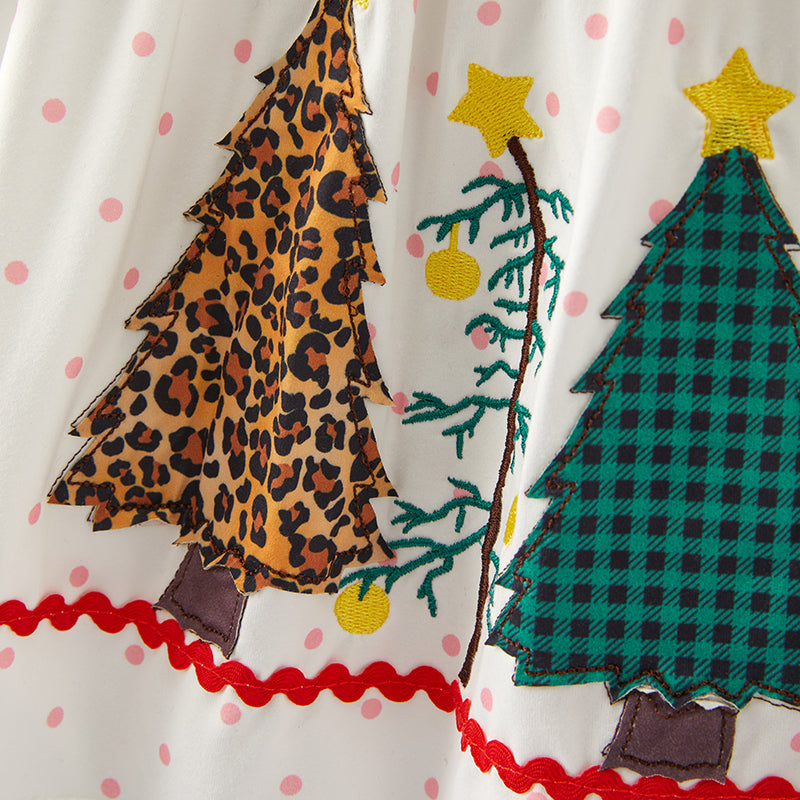 (In Stock E34-2-1)Girls Christmas Applique Milk Silk Dress