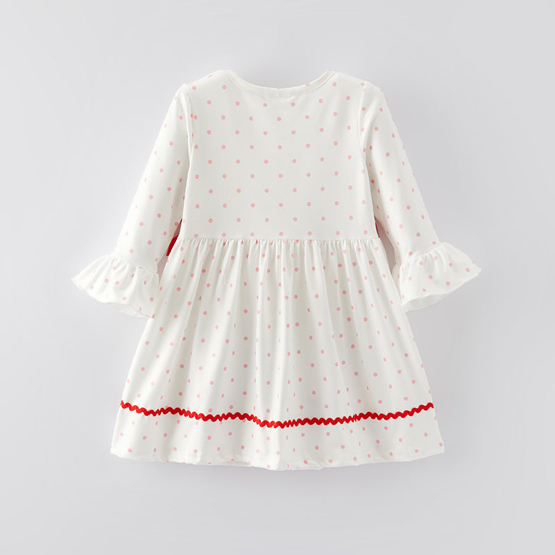 (In Stock E34-2-1)Girls Christmas Applique Milk Silk Dress
