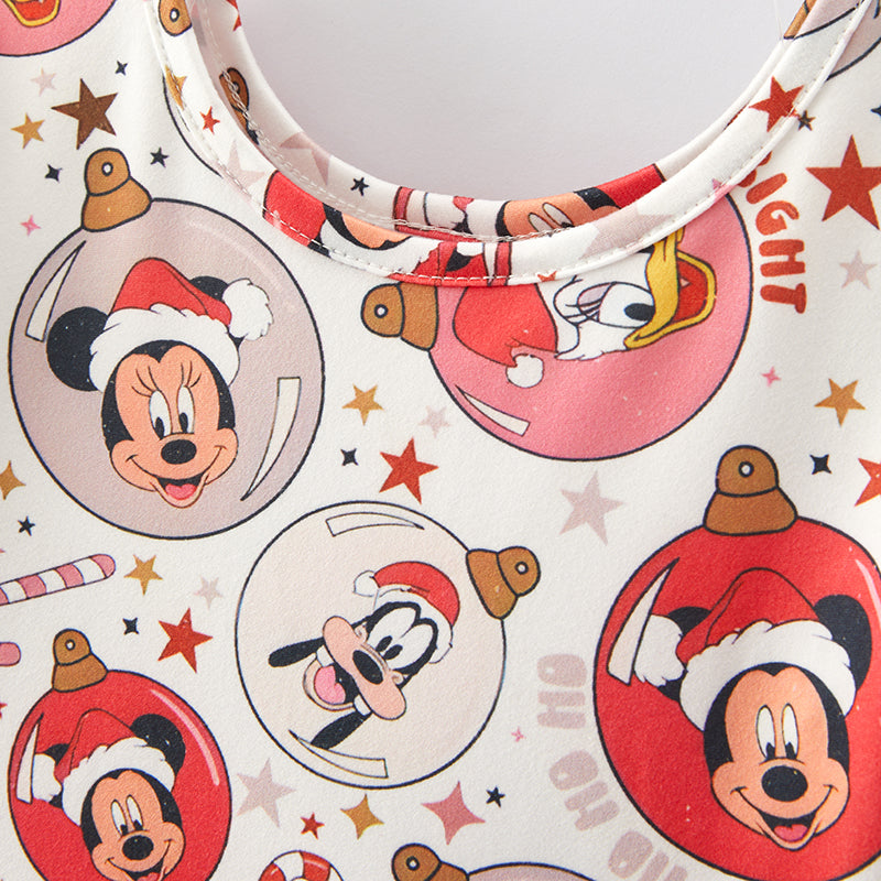 (Pre Order)Girls Christmas Cartoon Print Dress
