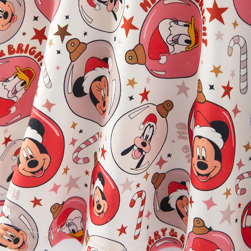 (Pre Order)Girls Christmas Cartoon Print Dress