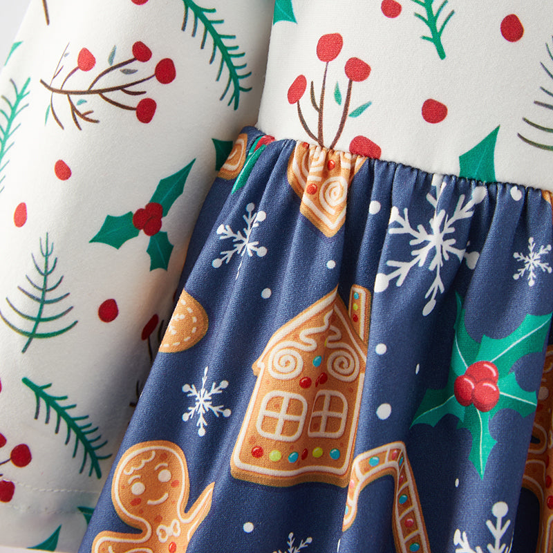 (In Stock)Girls Christmas Print Milk Silk Dress