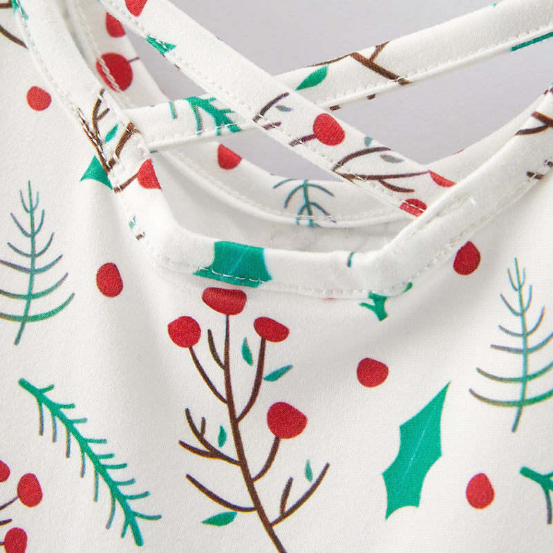 (In Stock)Girls Christmas Print Milk Silk Dress