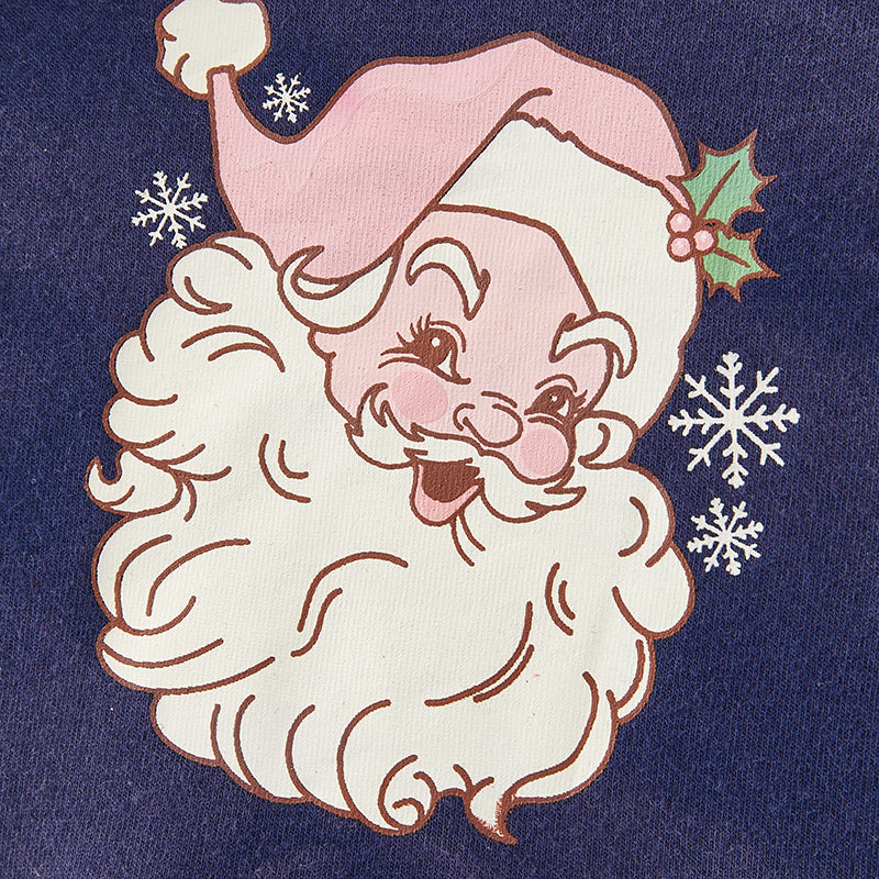 (In Stock E34-5-3)Girls Christmas Santa Print Dress