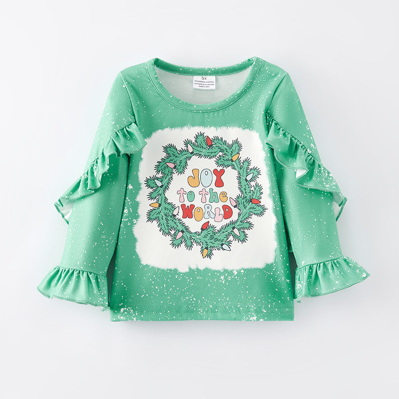 (In Stock E36-3-3)Girls Christmas Print Milk Silk Top