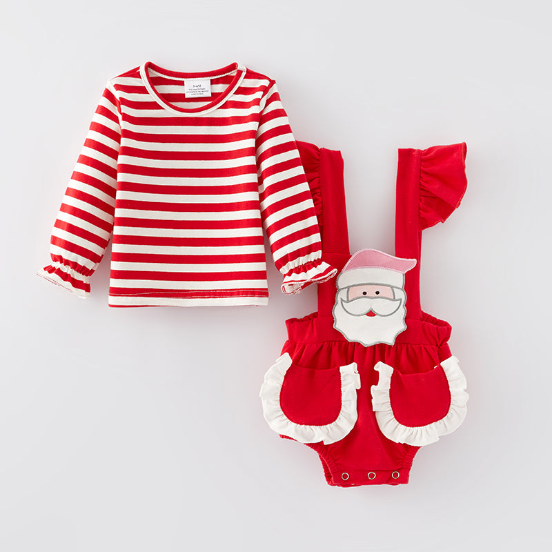 (In Stock E36-1-3)Baby Girls Christmas Santa Applique Romper