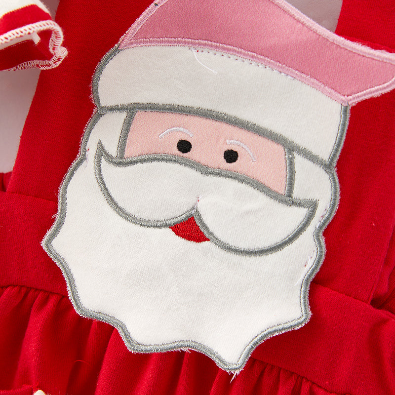 (In Stock E36-1-3)Baby Girls Christmas Santa Applique Romper