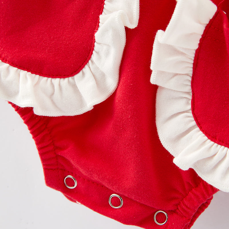 (In Stock E36-1-3)Baby Girls Christmas Santa Applique Romper