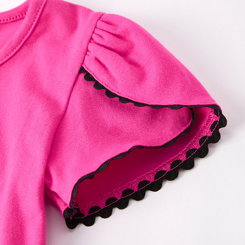 (Restock)Girls Summer Back To School Pencil Print Denim Set