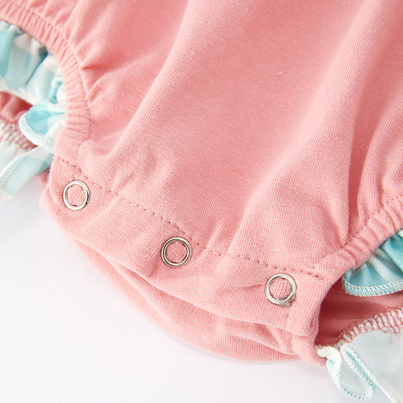 (In Stock E36-1-3)Baby Girls Christmas Embroidery Cotton Romper