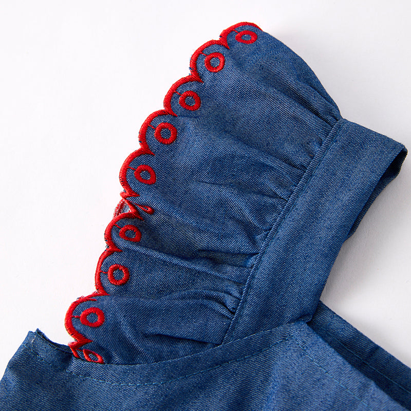 (In Stock)Girls Navy Back To School Applique Dress